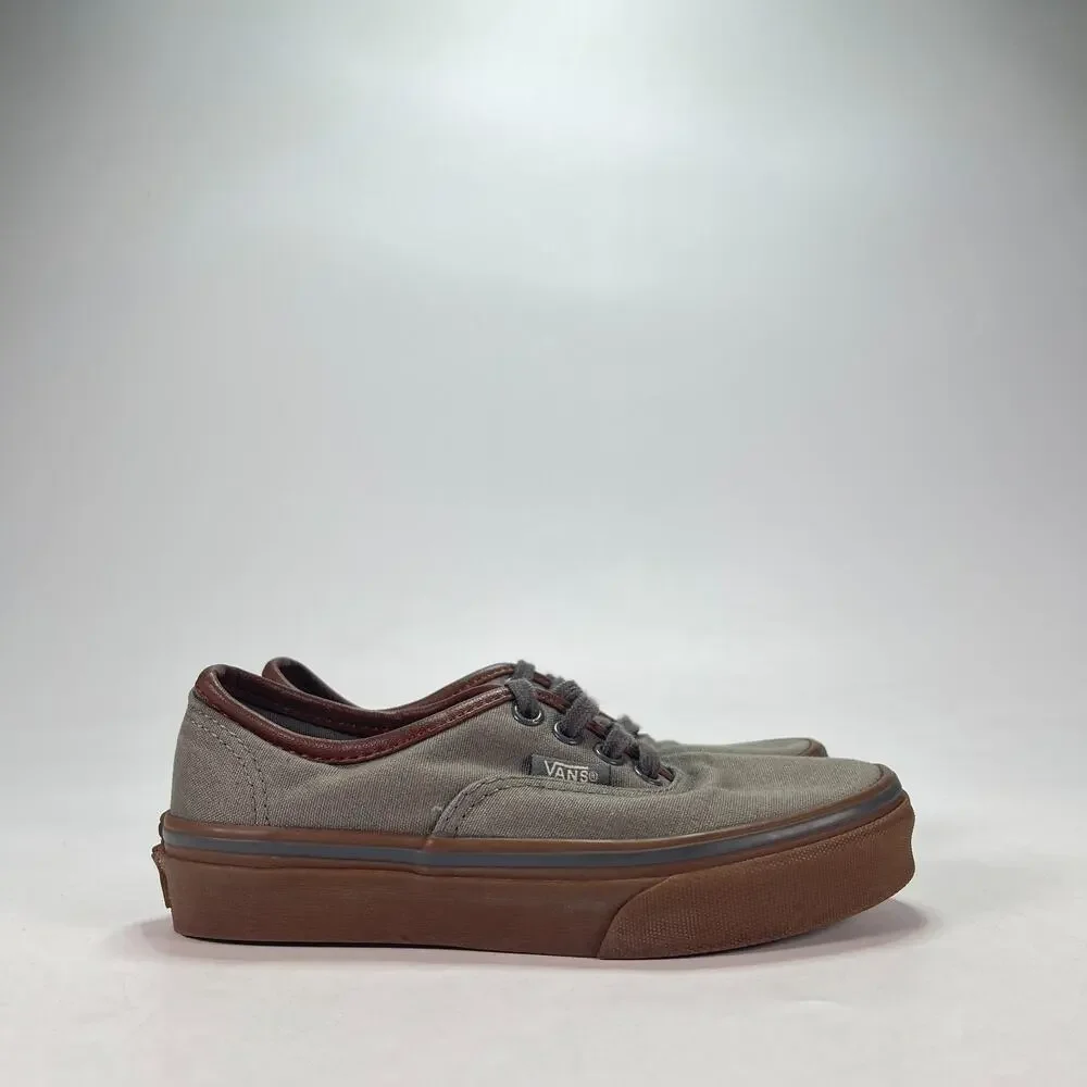Vans Era Pewter Grey Brown Gum Canvas Authentic Low Top Skate Shoes Kids Sz 13.5
